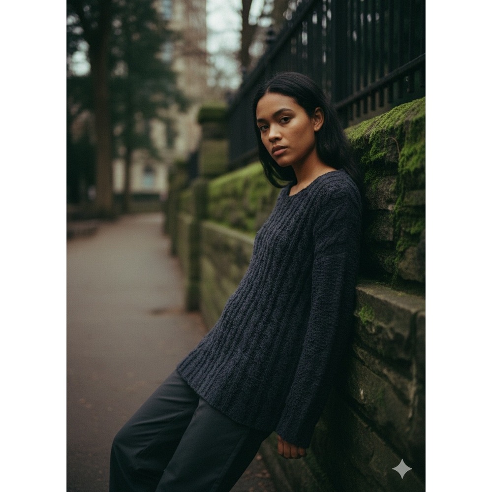 SONOMA Textured Knit boucle weave Sweater‎ Charcoal cozy grunge forestcore L